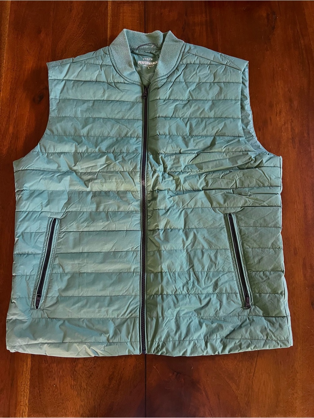 Quilted J. Crew Men's Pale Teal Performance Vest | Large